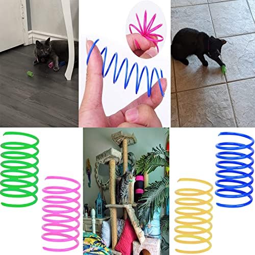 32 Pcs Crinkle Balls Cat Toy and Cat Spring Toy, 12 Pcs Mylar Crinkle Ball, 10 Pcs Cat Spiral Spring, 10Pcs Sparkle Balls Tinsel poms, for Cats Kittens Playing Interacting - Image 5