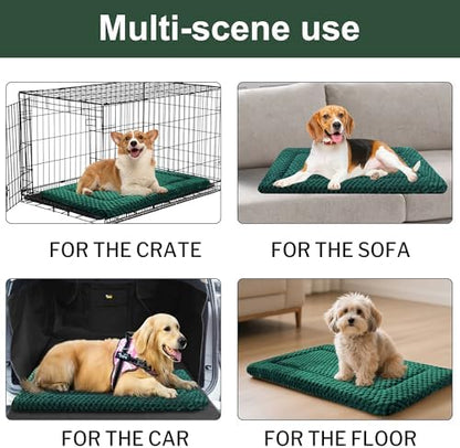 Dog Bed Crate Mat, Soft Durable Washable Anti-Slip Kennel Pad for Dogs & Cats, Reversible (Dark Green, S(24"*18"*1.5")) - Image 6