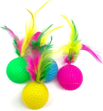 POPETPOP Cat Teasing Toy Badminton Voice 24pcs Cat Interactive Toys Bells Random Color
