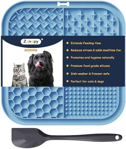 Licking Mat for Dogs & Cats with Suction Cups, 1 Pack Square Dog Slow Feeder Lick Pat for Anxiety Relief & Boredom, Dog Toys to Keep Them Busy, Pets Bathing Training Grooming Mat by GiftsforChildAdultandPet