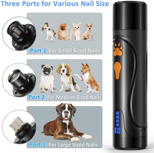YABIFE Dog Nail Trimmers and Dog Nail Clippers Kit, Whisper Quiet Electric Grinder with Light, for Small, Medium, Large Dogs, Cats Toenail Grooming, 3 Speeds - Image 6