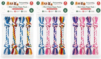Mini Chew Rope Pack for Small Dogs – 4 Pack Puppy Rope Toys for Chihuahua, Pomeranian & Small Breeds – Tiny Paws Teething & Dental Chew Toys (Pink) - Image 5