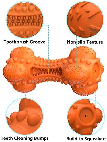 SCHITEC Squeaky Dog Chew Toy, Tough Durable Natural Rubber Bone with Toothbrush, Indestructible for Aggressive Chewers Large Medium Breed Teeth Cleaning - Image 5
