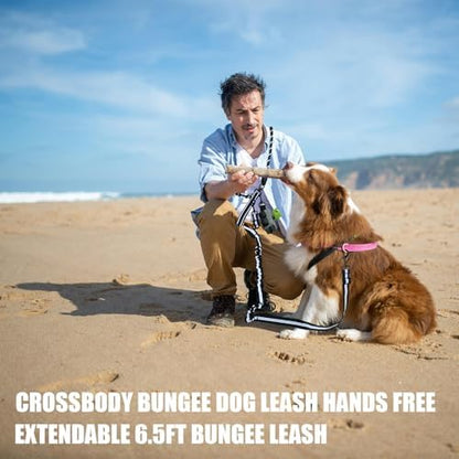 Double Dog Leash No Pull Bungee Hands Free Black Large Dogs - Image 4