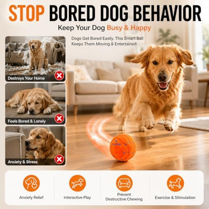 Automatic Interactive Dog Ball, Self-Moving Rechargeable Toy, 2 Modes - Image 2