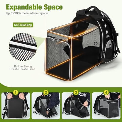 Lekereise Cat Backpack Carrier, Expandable Large Space Cat Bubble Backpack for Kitty Small Dog up to 18lbs, Transparent Pet Carrier for Travel, Hiking - Image 5