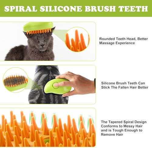 Steam Brush for Cats Shedding, 3 in 1 Steamy Water Pet Hair Removal Comb with Steamer, Spritz Comb for Dog, Indoor Cat Spray Mist Grooming Defur Brush, Cepillo Vapor Gato Perro, Steaming Cleaning Spa - Image 4