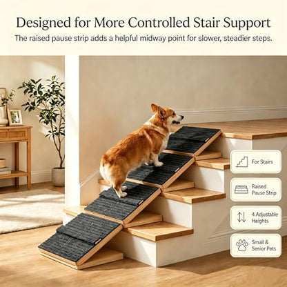 Dog Ramp for Indoor Stairs Porch Steps, 3 Pack Foldable Wooden - Image 2