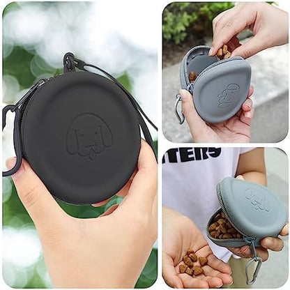 WALLFID Silicone Dog Treat Pouch Small Bag,with Pet Training Clicker,Walking Bag for Dog and Cat, Pocket Size, Easy to Clean, Odorless, Zipper Design,Moisture-Proof,Travel Walking Bag.(Black) - Image 5