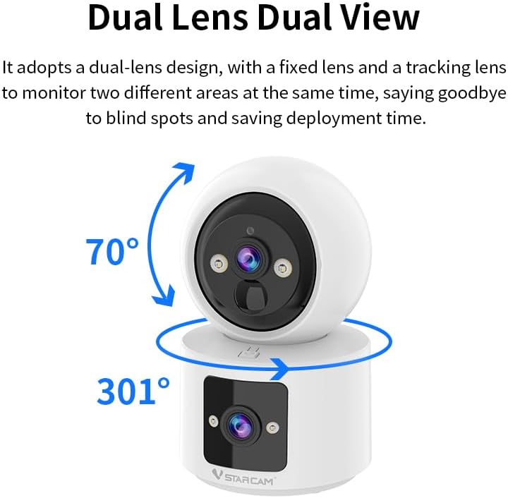 VSTARCAM 2 Lens 2K Indoor Camera with Micro SD Card 128 GB, One-Tap Call, PIR Motion Detection, Color Night Vision, Two-Way Audio - Image 2