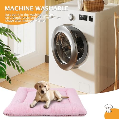 Reversible Dog Bed Mat with Plush and Corn Velvet,Soft Warm Pet Cushion, Dual Purpose Washable Sleeping Mattress Bed for Small Medium Large Dog and Cat XB004 (36"x23", Pink) - Image 6
