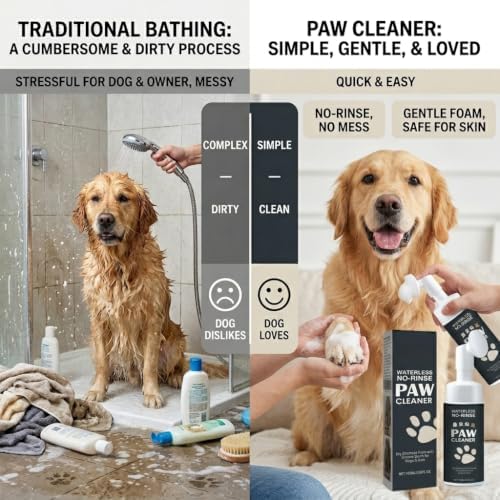 MCstars No-Rinse Dog Paw Cleaner Foam with Silicone Brush - Image 3