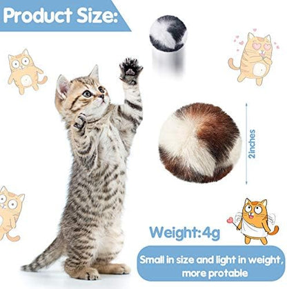 Skylety 8 Pack Cat Pom Poms Ball with Catnip Large Cat Balls Soft No Bells Quiet Interactive Toys Cute Fuzzy Artificial Balls Faux Fur 2 Inches for Kitten Pet Gifts Chasing Playing Exercising Indoor - Image 2