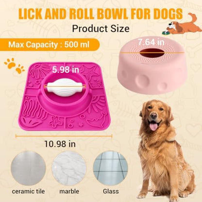 Slow Feeder Dog Bowl with Rolling Ball, 2 in 1 Dog Lick Bowl with Mat - Image 5
