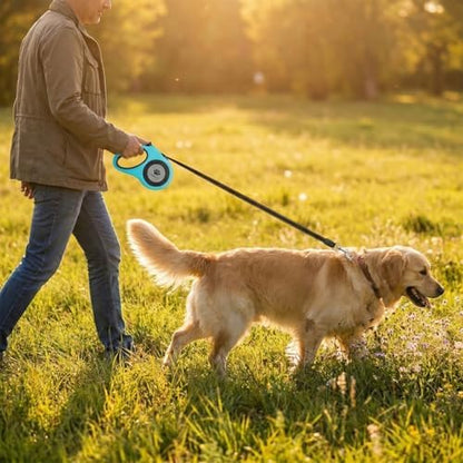 16 ft Retractable Dog Leash for Extra Large Dogs up to 130 lbs,Tangle-Free Nylon Tape,Blue Dan24 XL - Image 5