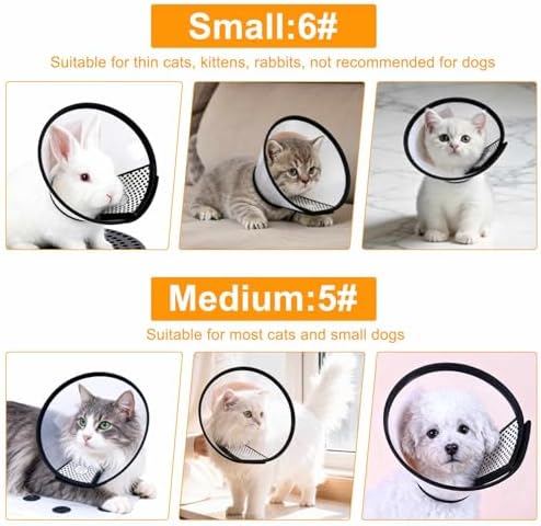 VOVIGGOL 2 Pack Cat Cones to Stop Licking, Cat E Collar Pet Cone for Cats After Surgery, Pet Elizabethan Collar Dog Head Cone Recovery Cone for Most Cats & Small Dogs (Size M, 5#) - Image 7