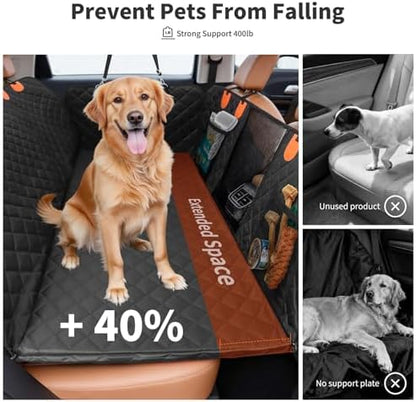 HOTEAGLE Pet Car Seat Cover with 3 Separate Hard Bottom Plates, Ideal for Car/SUV/Small Trucks, Back Seat Extender for Dogs Holds 400lbs, Black - Image 2