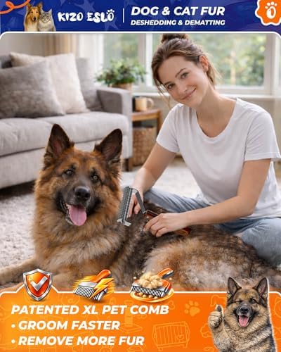 XL+ Undercoat Rake for Dogs & Cats, Dog Brush for Shedding, Dematting Comb - Image 2