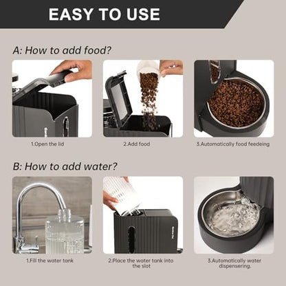 Gardner Pet Gravity Automatic 2-in-1 Pet Feeder, 0.8 Gallons*2 Cat Feeder and Water Dispenser Set, 100% BPA-Free and Stainless Steel Water Bowl for Dogs, Cats, Rabbits, Puppies (Black) - Image 5