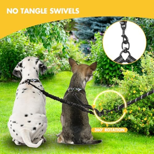 BAOBOTE Pet Double Dog Leash, Shock Absorbing Reflective Bungee Lead - Image 2