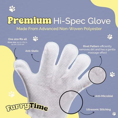 FURRYTIME Pet Cleaning Glove Wipes for Dogs & Cats, 30 Gloves, Hypoallergenic Pet Wipes Disposable No-Rinse Grooming, Extra Thick Bathing Wipes, Pet Dry Cleaning Paws, Coat, Ears, Eye Area, Butt - Image 2
