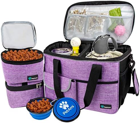 PetAmi Dog Travel Bag Organizer, Pet Supplies Diaper Tote, Purple Medium by PetAmi