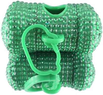 Bling Dog Poop Pickup Bag Dispenser Holder Pet Waste Disposal Bag Pet Trash Bags Holder Bone Shaped Green - Image 4