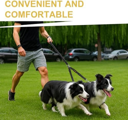 MingXpet Double Dog Leash for Two Dogs, No Pull Dog Leash, 360° Swivel No Tangle for Medium Dogs Walking & Training, Shock Absorbing Reflective Bungee, Black - Image 7