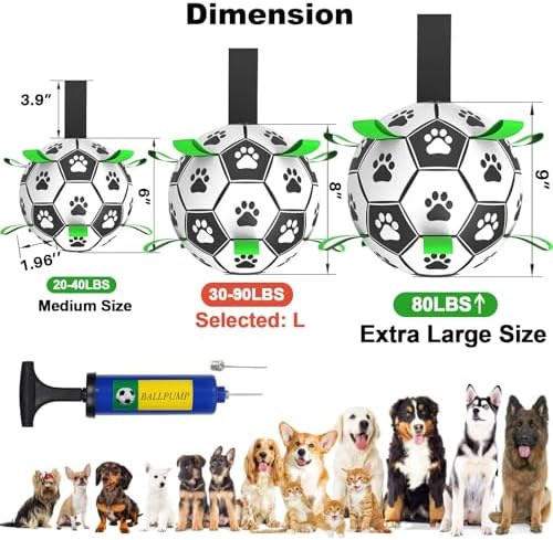 Amasiver Dog Soccer Ball Toys, 8'' World Cup Dog Soccer Ball with Straps, Dogs Birthday Gifts, Water Toy, Herding Ball, Durable Balls for Large Medium Pet, Outdoor Dog Toy (8 Inch-Large) - Image 5