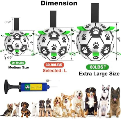 Amasiver Dog Soccer Ball Toys, 8'' World Cup Dog Soccer Ball with Straps, Dogs Birthday Gifts, Water Toy, Herding Ball, Durable Balls for Large Medium Pet, Outdoor Dog Toy (8 Inch-Large) - Image 5