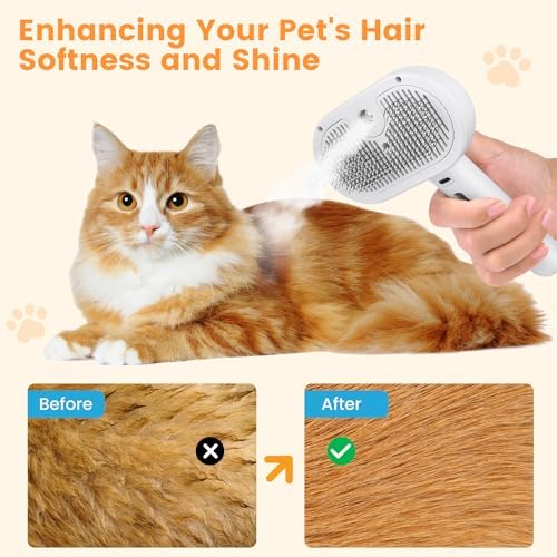 Self Cleaning Pet Steam Brush for Indoor Cats & Dogs Shedding & Grooming - Image 5