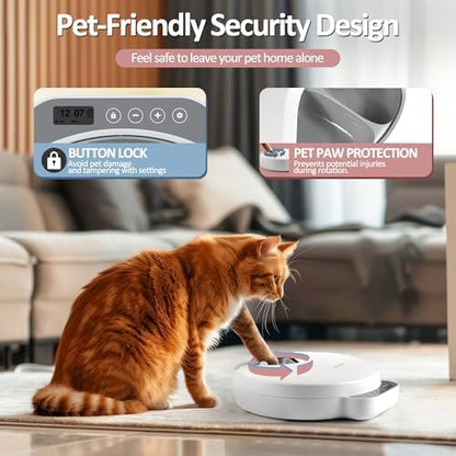 Automatic Cat Feeder Wet Food, Battery Operated Auto Feeder 4 Meals with 2 Ice Packs, Digital Cordless Pet Fresh Food Bowl for Cats Small Dogs with Programmable 12H/24H Format Timer-(Battery Included) - Image 2
