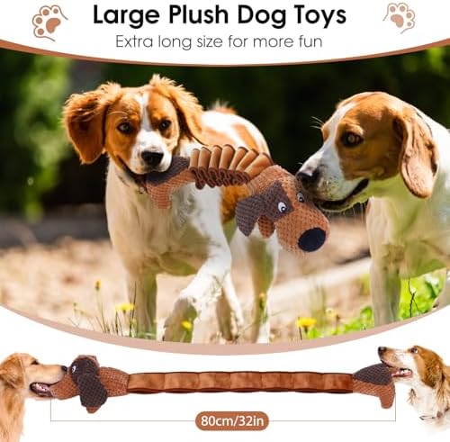 Squeaky Plush Dog Toys for Large Dogs with Squeaky and Crinkle Paper, Tug of War Pet Toys for Dogs, Interactive Pull Puppy Chew Toys for Small, Medium and Large Dogs - Image 5