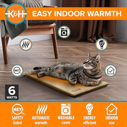 K&H Heated Cat Bed, Thermo-Kitty Mat Indoor, Safety Listed, 6W, Mocha/Tan - Image 5