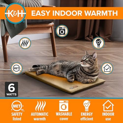 K&H Heated Cat Bed, Thermo-Kitty Mat Indoor, Safety Listed, 6W, Mocha/Tan - Image 5