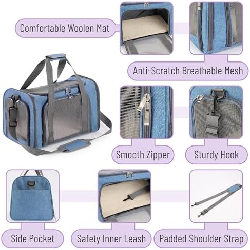 Mr. Pen- Pet Carrier, 17.5" x 11.2" x 11.5", Medium Size, Blue - Image 3