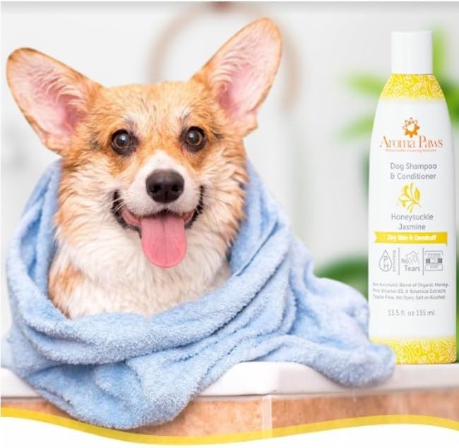 Dog Shampoo and Conditioner - Aromatic Tearless Shampoo for Cleansing, Grooming, and Conditioning - Moisturizing Shampoo for Dogs and Puppies - Honeysuckle Jasmine 13.5 oz - Image 3