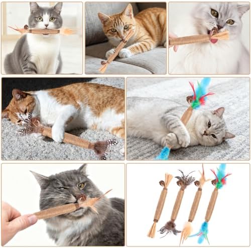 Cat Toys Cat Chew Toys, Silvervine Sticks Catnip Rope Toys for Cats Teeth Cleaning, Kitten Dental Care, Kitty Toys for Indoor Cats Increase Appetite,Enhances Oral & Dental Health (4 Pack) - Image 3