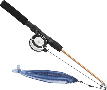Cat Fishing Pole Toy, Fishing Pole Cat Toy Cat Teaser Wand Cat Wand Toys Flexible Interactive Pulley Telescopic Fishing Rod Cat Toy (Saury+Fishing Rod)