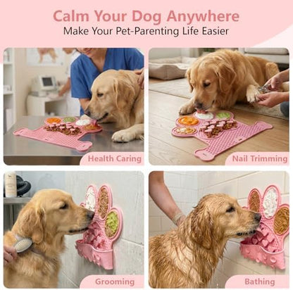 Dog Lick Mat with Suction Cups, Slow Feeder & Enrichment Mat for Dogs & Cats, Silicone Feeding Mat for Wet & Dry Food, Anxiety Relief, Mess-Free Foldable Pocket Design, Pink - Image 5