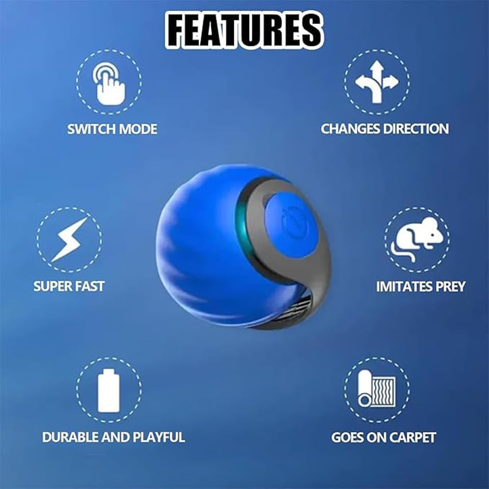 Speedy 2.0 Tail Cat Toys for Bored Indoor Adult Cats,2025 New Generation Interactive Cat Toys for Indoor Cats,Automatic Moving Ball with Tail,Cat, Orange - Image 6