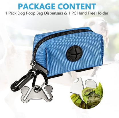 Dog Waste Bag Dispenser Pet Poop Bags Holder for Doggie Waste Bags Dispensers Soft Fabric Zipper Small Doggy Puppy Pouch for Leash Accessory Attachment with Carrier,Blue - Image 7