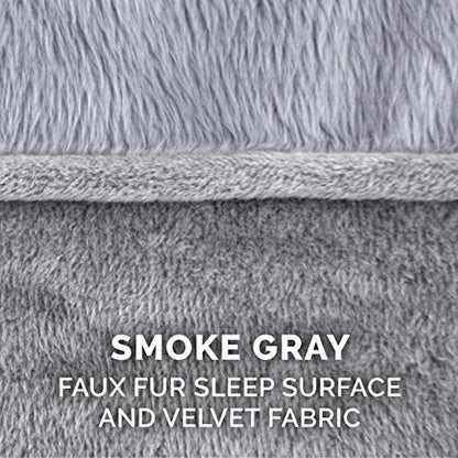 Furhaven Memory Foam Dog Bed for Medium/Small Dogs w/ Removable Bolsters & Washable Cover, For Dogs Up to 35 lbs - Faux Fur & Velvet Sofa - Smoke Gray, Medium - Image 6