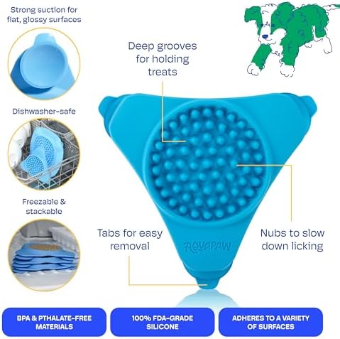 Aquapaw Silicone Dog Lick Mat - Suction Cup Slow Feeder Pad - Calming Bath Time Aid & Dog Grooming - Stress Relief & Pet Enrichment - Pack of 2 - XL & Small, Blue - Image 5