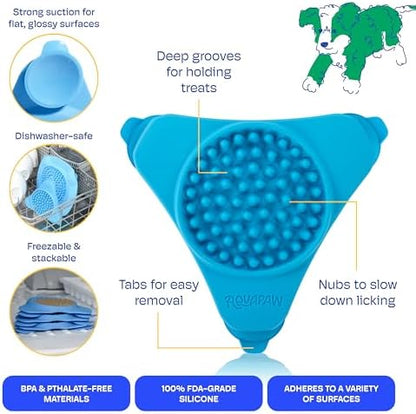 Aquapaw Silicone Dog Lick Mat - Suction Cup Slow Feeder Pad - Calming Bath Time Aid & Dog Grooming - Stress Relief & Pet Enrichment - Pack of 2 - XL & Small, Blue - Image 5