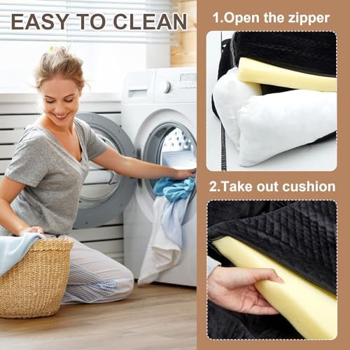Suzile Dog Car Seat Bed for Large Under 100lbs Dogs Fully Detachable and Washable Car Bed with Safety Tethers Comfortable Dog Protector for Home Travel Camping, 49'' x 22" (Black) - Image 4