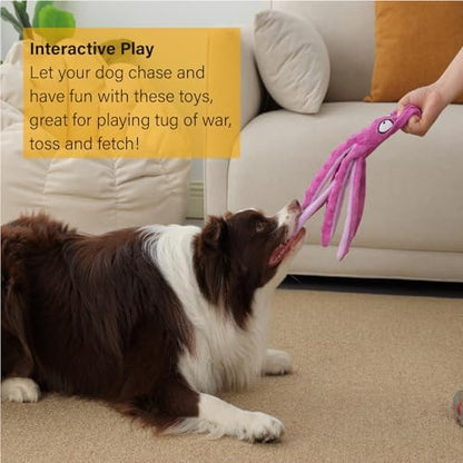 CPYOSN 2 Pack Octopus Dog Toys, No Stuffing Squeaky Crinkle Plush Chew Toys - Image 5