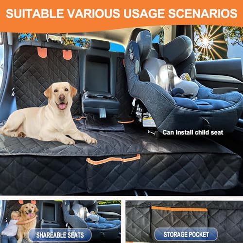 Dog Car Seat Cover for Back Seat Bench Cover, Compatible for Armrest 100% Waterproof & Nonslip Backseat Protector for Pet （Standard） - Image 3
