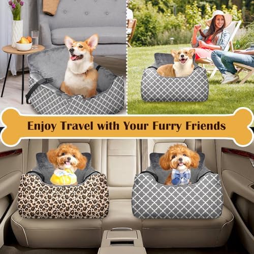 Dog Car Seats for Small Medium Sized Dogs Carseat for Car Funny Fuzzy Pet Dog Booster Car Seat Puppy Under 31 Lbs with Soft Plush Cushion&Washable Removable Cover - Image 6