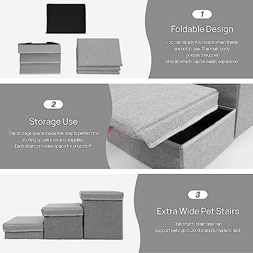 Linen Foldable Dog Stairs with Storage - Image 6